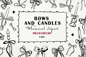 Bows, Candles and Frames. Vector set