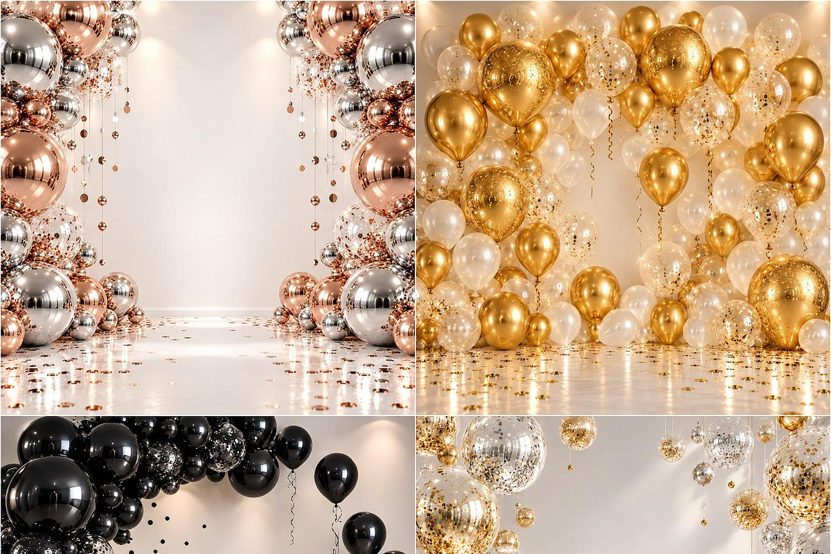 40 Balloon Garland Digital Backdrops, a Background Graphic by Walllow Creatives (Photo 2 of 3)