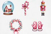 Preppy Pink Christmas Clipart, an Illustration by CrexoraLab (Thumbnail 4 of 5)