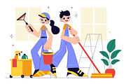 10 Home Cleaning Illustration, a Person Illustration by denayunebgt (Thumbnail 4 of 4)