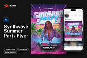 Synthwave Summer Party Flyer PSD, a Flyer Template by Bornx Design (Thumbnail 2 of 6)