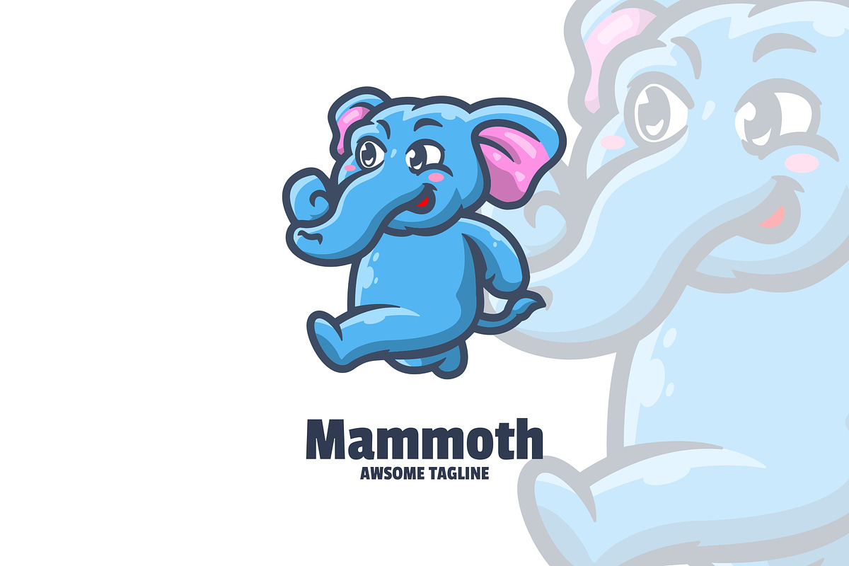 Mammoth Running Mascot Cartoon Logo, a Branding & Logo Template by VectorCraft