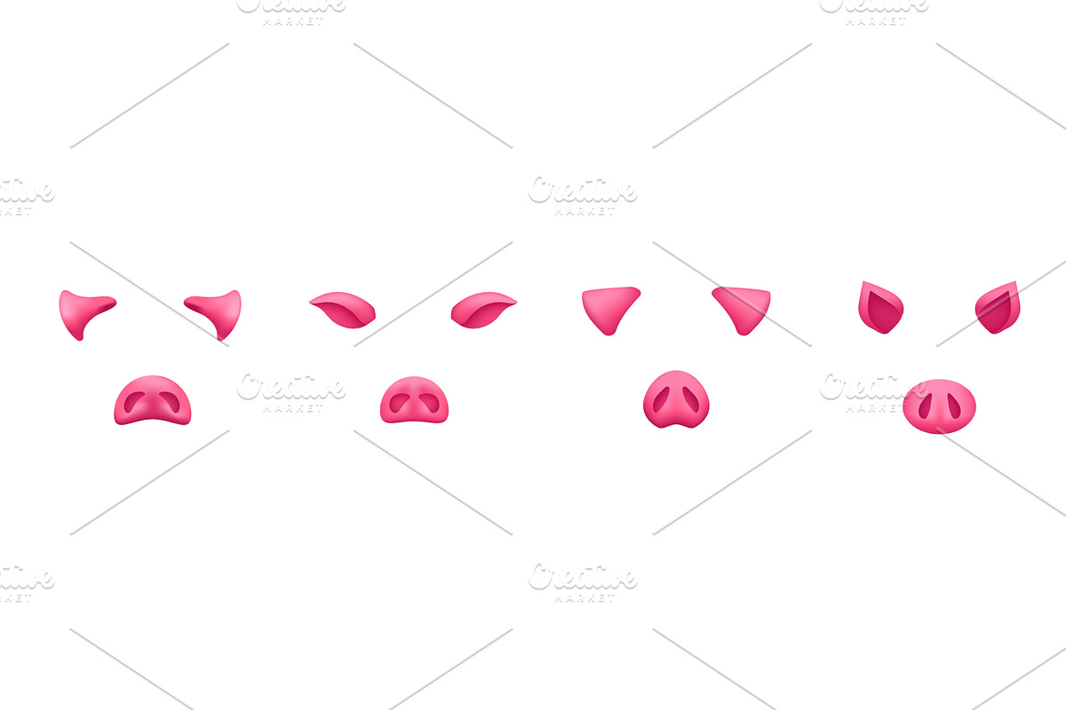 Pig mask template. Pink snout nose, an Animal Illustration by skripnikbb