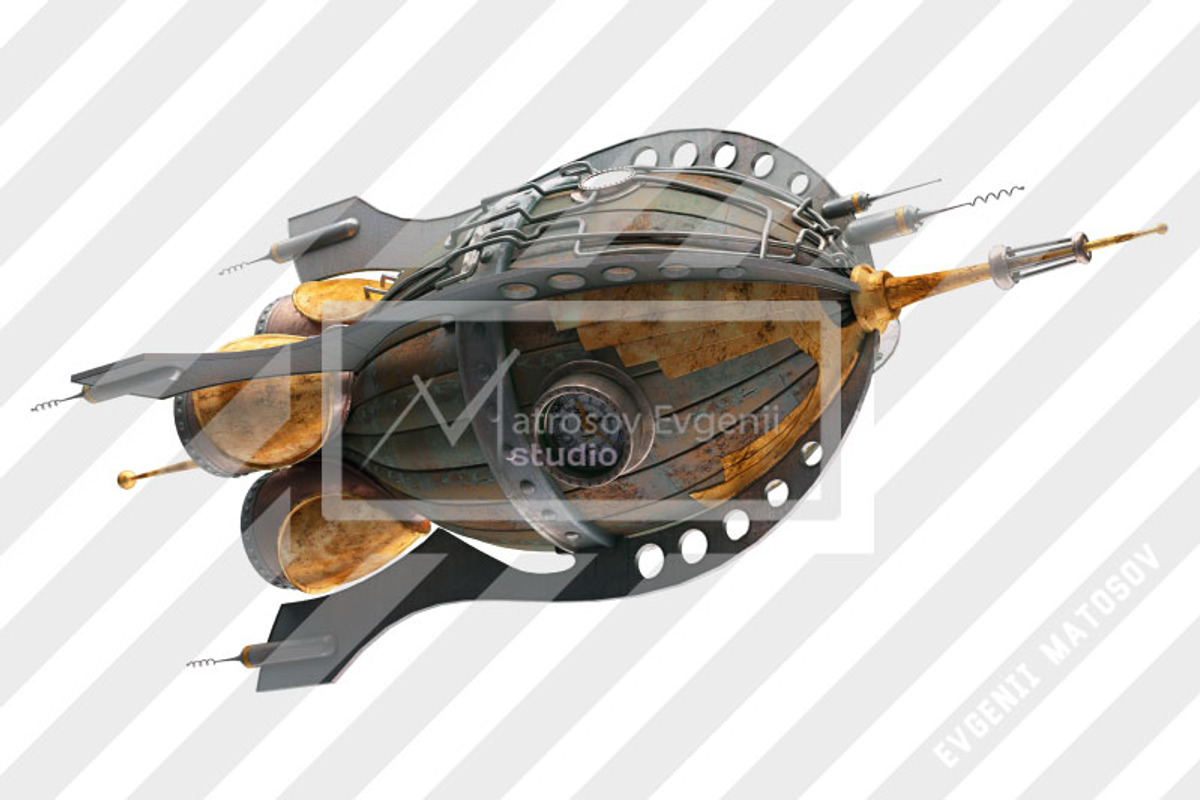 Steampunk rocket set, a Technology Illustration by Matrosovv