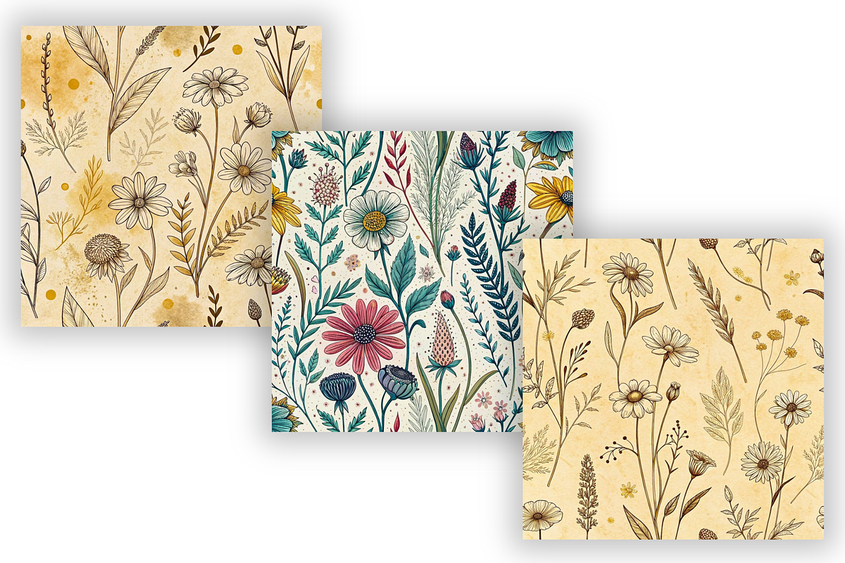 Wildflower Sketchbook Doodle Pattern, a Pattern Graphic by FloridPrintables (Photo 4 of 7)