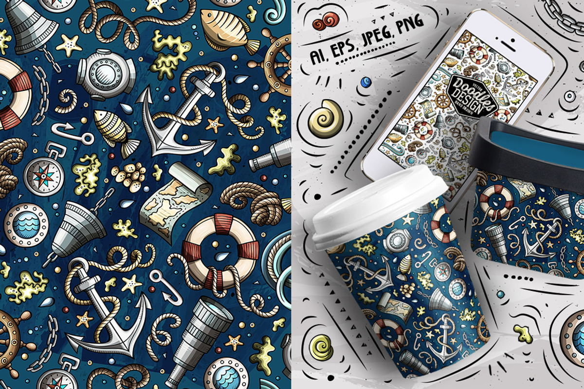 7 Nautical Seamless Patterns, a Pattern Graphic by BALABOLKA (Photo 5 of 8)