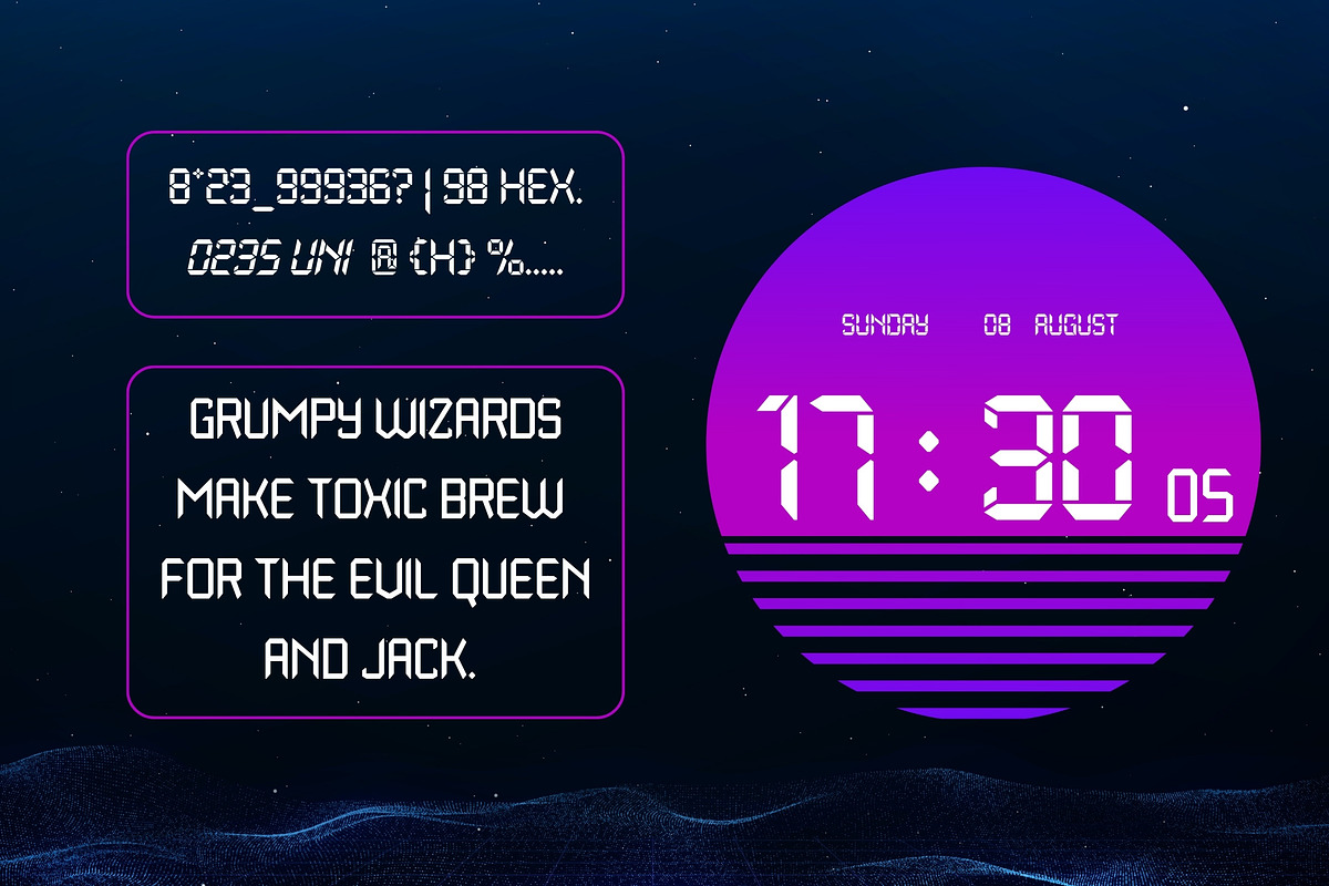 Upper Clock Digital 4 All-cap Font, a Handwritten Font by Casloop Studio (Photo 6 of 8)