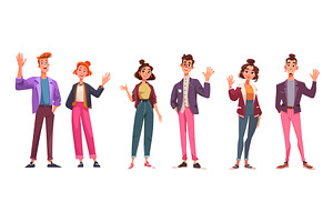 Couple smile wave. Young man woman, a Person Illustration by Stock-Smart-Start