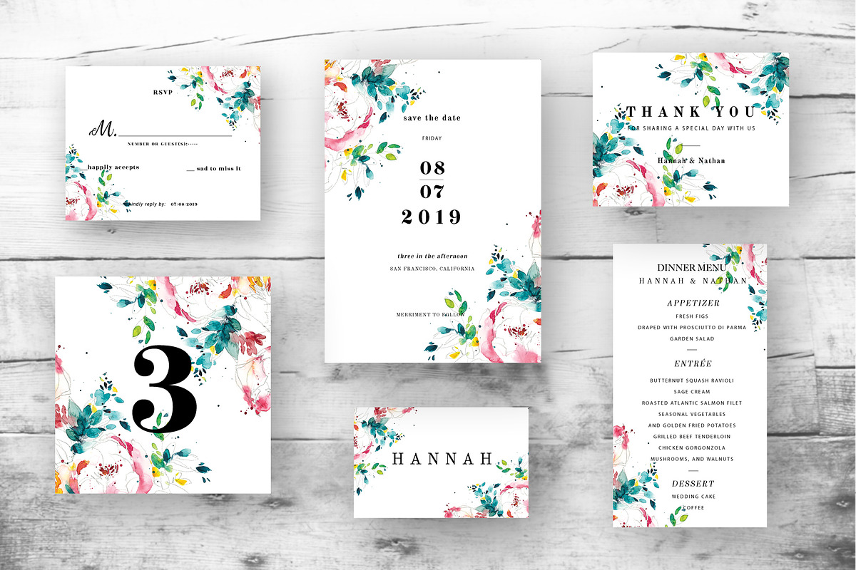 Flower wedding card set, a Card Template by TurquoiseDesign (Photo 5 of 6)