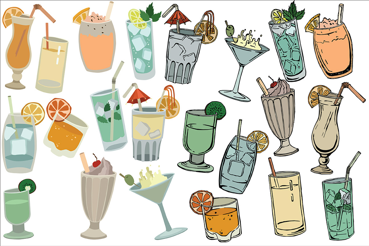 Glasses with drinks, a Food Illustration by risovanya (Photo 4 of 4)