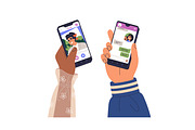 Hands holding smartphones set, a Technology Illustration by Good Studio (Thumbnail 3 of 4)