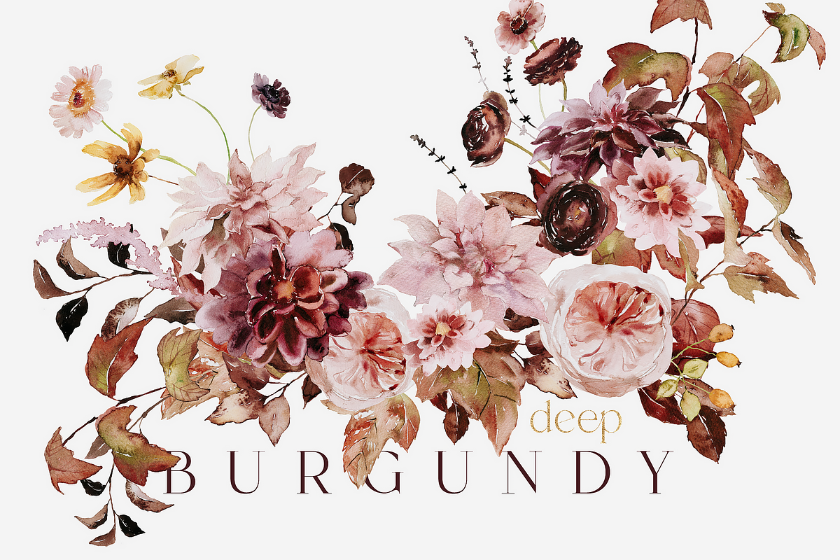 Deep burgundy - autumn watercolor, a Decorative Illustration by Youksy (Photo 1 of 12)