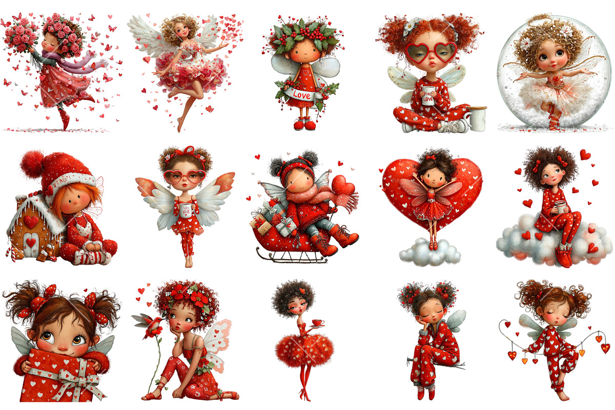 Whimsical Valentine Fairy Clipart, an Illustration by OK Design (Photo 3 of 6)