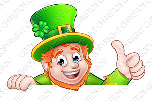 Cartoon St Patricks Day Leprechaun Top of Sign, an Object Graphic by Christos Georghiou