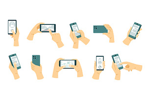 hand holding phone. using, a Technology Illustration by Multigon