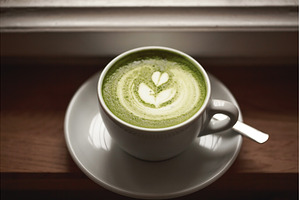 Cup of green tea matcha latte