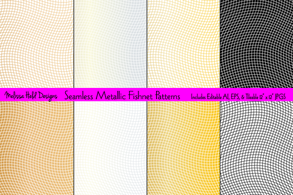 Seamless Metallic Fishnet Patterns preview 8
