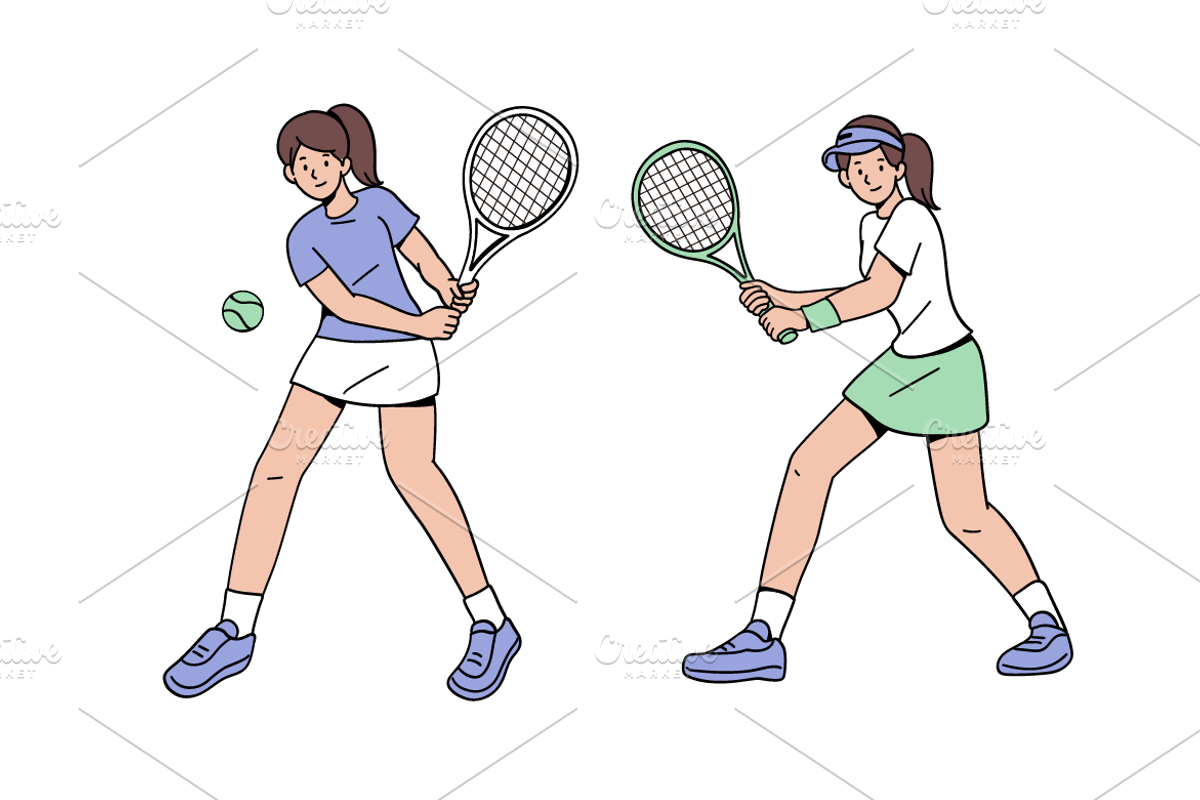Tennis Player Illustration Pack, an Object Graphic by Sinando Studio (Photo 5 of 5)