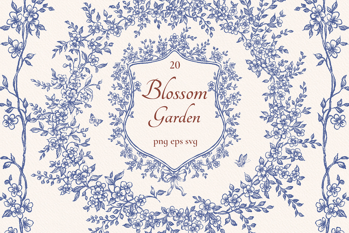 Blossom Garden png, eps, svg, a Decorative Illustration by Ekaproeka (Photo 1 of 7)