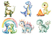 Cute Dinosaur Watercolor Clipart, an Illustration by Daily.Designs (Thumbnail 5 of 5)