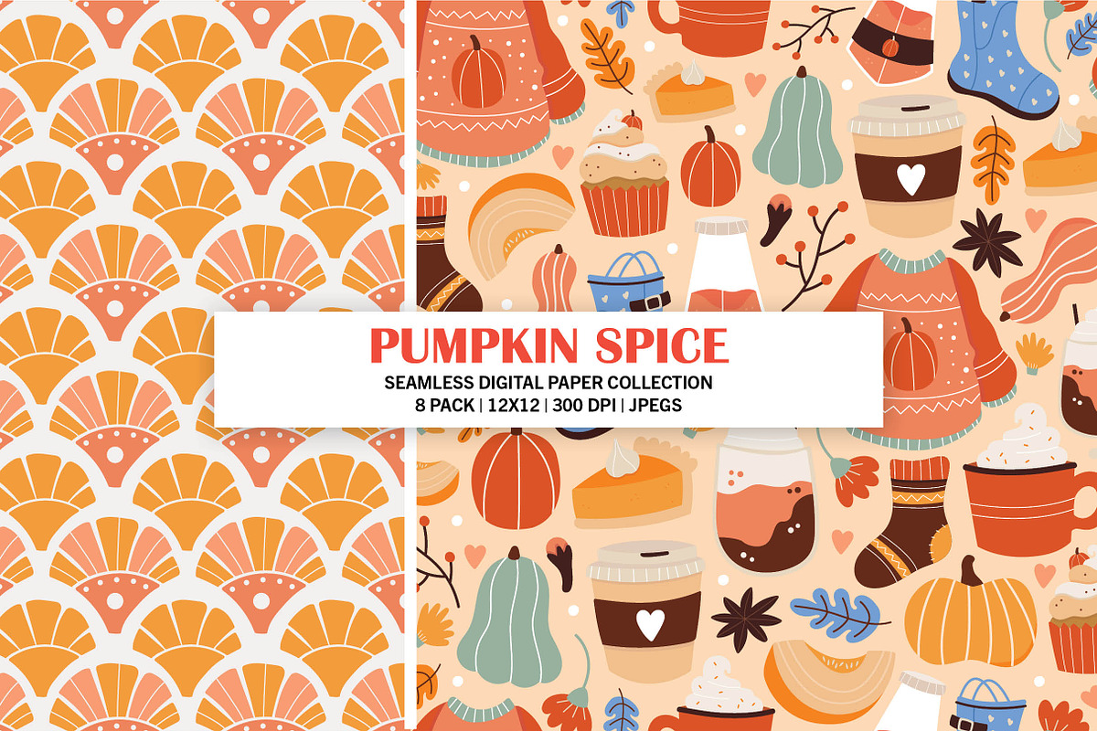 Pumpkin Spice Seamless Digital Paper, a Pattern Graphic by Alanna Messina Design Co (Photo 2 of 8)