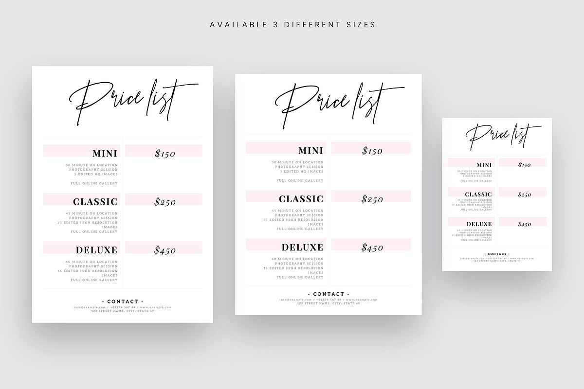 Photography Price List Template, a Stationery Template by Amit Debnath (Photo 4 of 6)