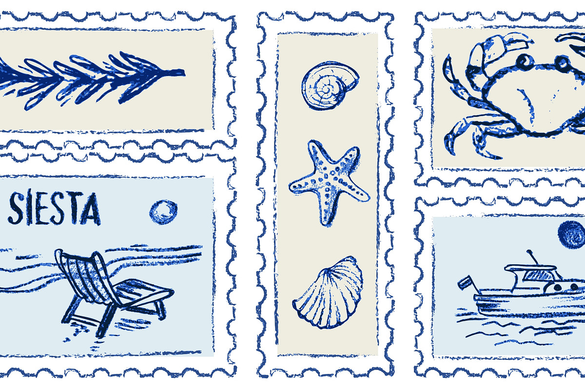 Mediterranean seaside postage stamp, an Animal Illustration by Zimages (Photo 2 of 3)