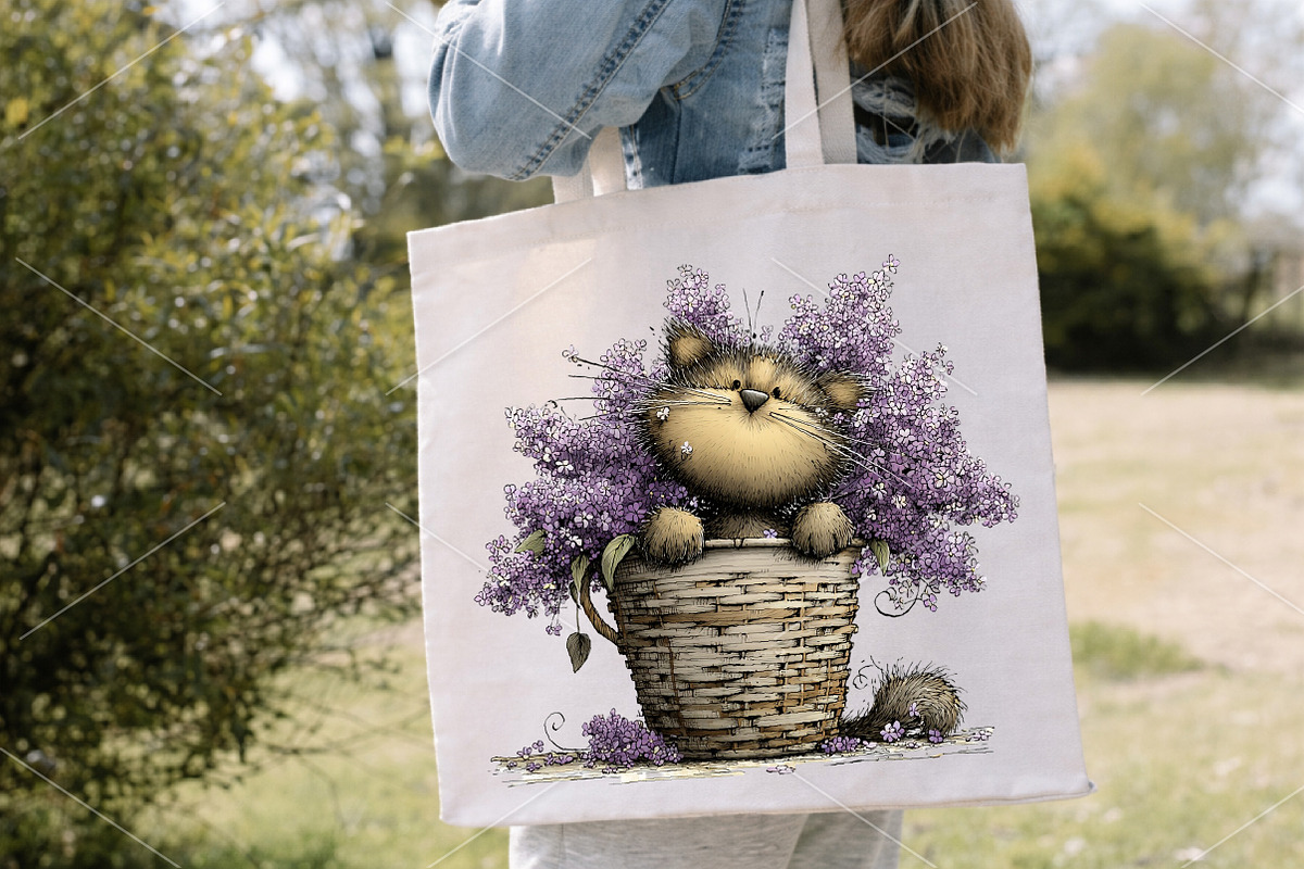 Whimsical Spring Cat Clipart Bundle, a Seasonal Illustration by Canvas Craft (Photo 7 of 7)