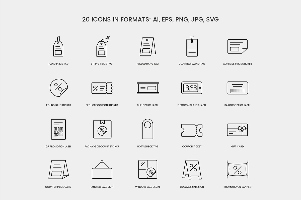 Retail Price Tags & Sale Signs Icons, an Outline Icon by Grand Design (Photo 2 of 3)