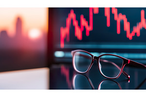Glasses and red financial chart in, an Object Illustration by Lermont51