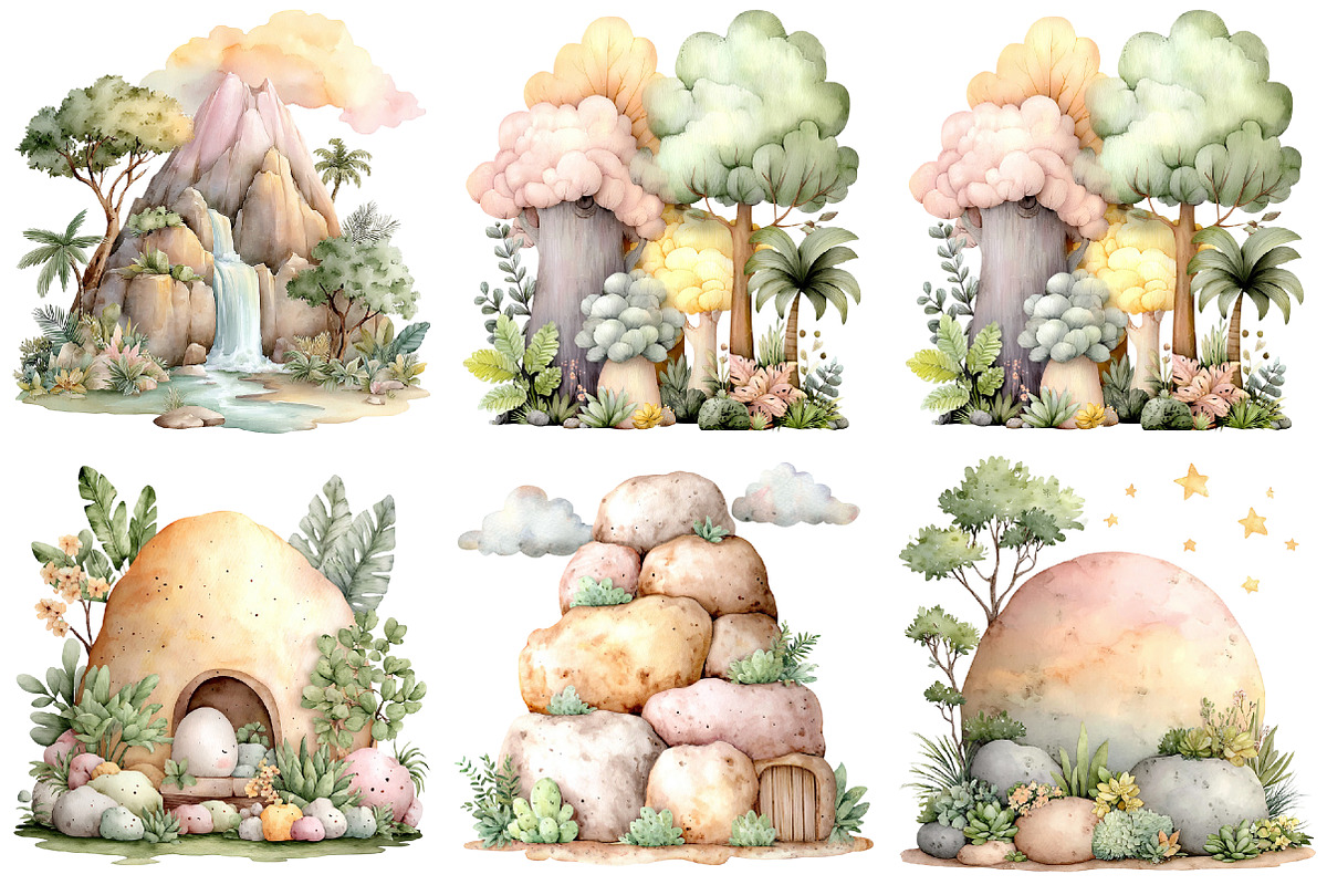 Dinosaurs watercolor clipart, an Illustration by DreamCafeArt (Photo 6 of 7)