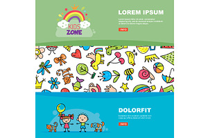 Kids banners. playground ads banners, an Illustration by Onyx