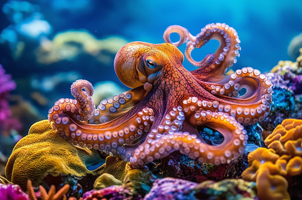 Octopus on a coral reef, an Animal Photo by MistyDay