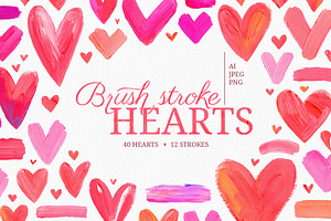 30 Watercolor Painted Hearts