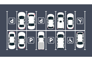 Top view parking lot with cars, a Transportation Illustration by Yayasya