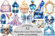 Watercolor Lunar Story Clipart, an Illustration by CitraGraphics (Thumbnail 1 of 5)