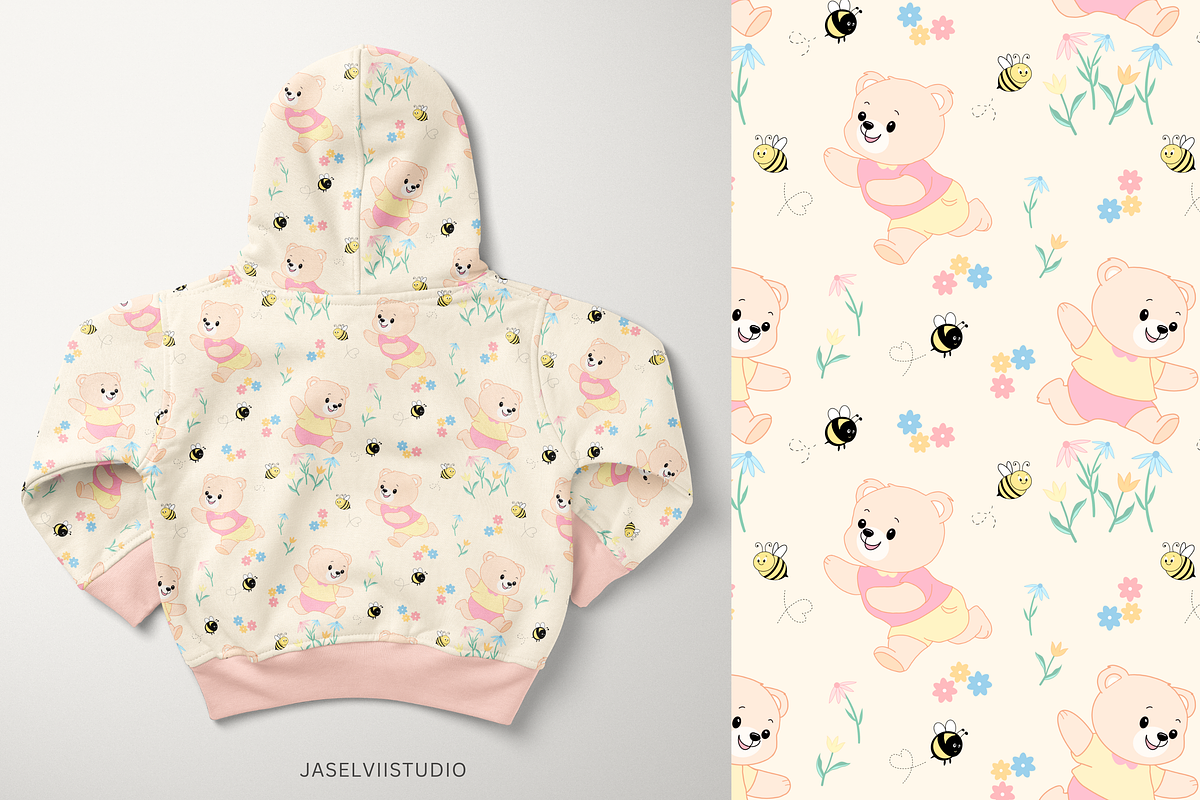Bear Bee - Peach, a Pattern Graphic by Jaselvii Studio (Photo 5 of 6)