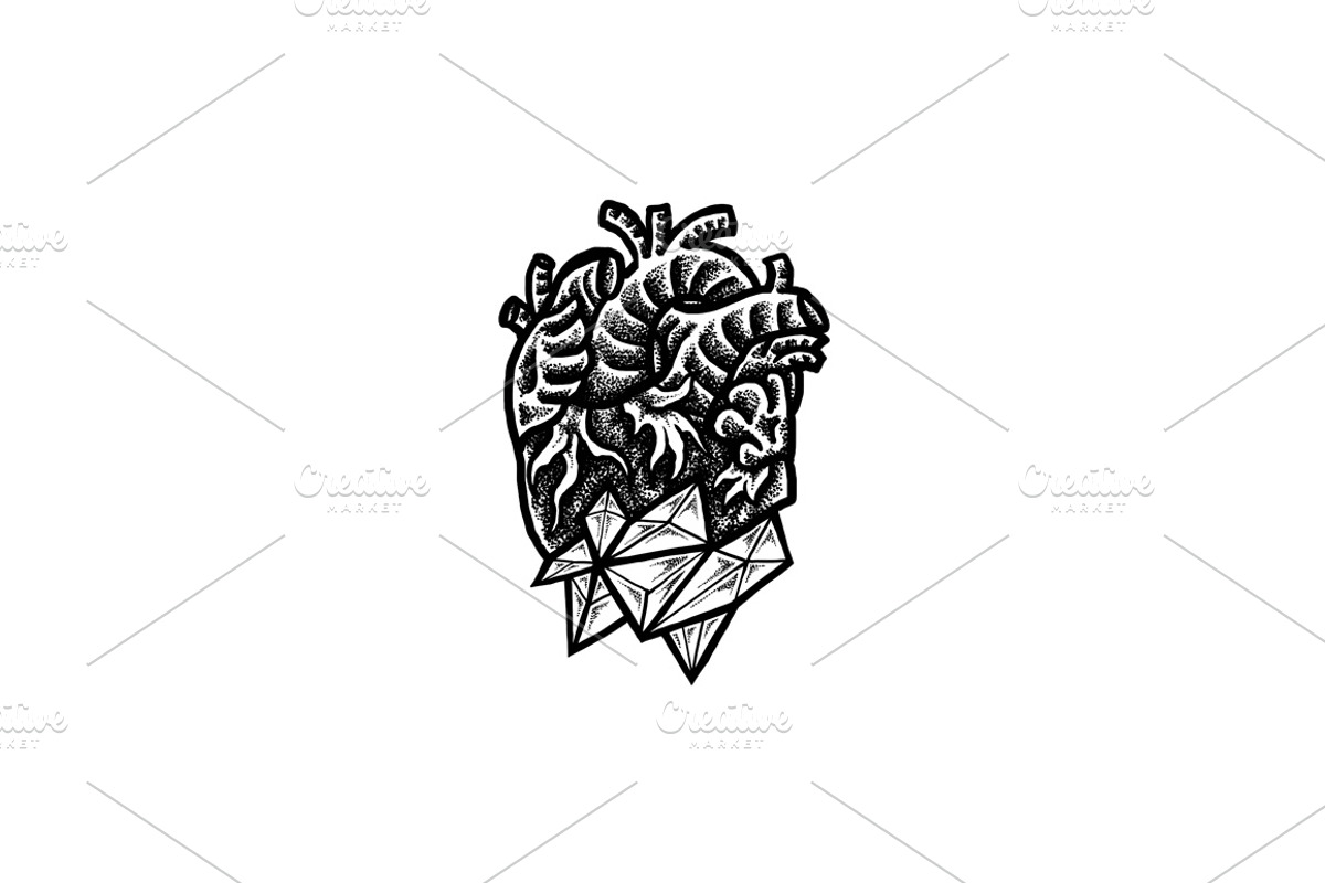 Human Heart | Tattoo Style, an Education Illustration by Design by sebrodbrick (Photo 9 of 11)
