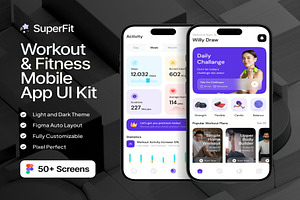 SuperFit Workout Fitness Mobile App, an UI Kit Template by Lumina_ui_ux202