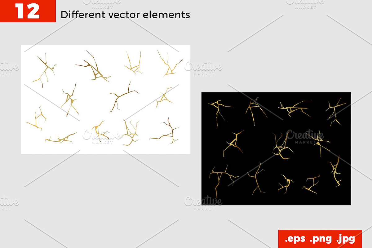 Kintsugi gold crack design, patterns, a Texture Illustration by Sopelkin (Photo 2 of 7)