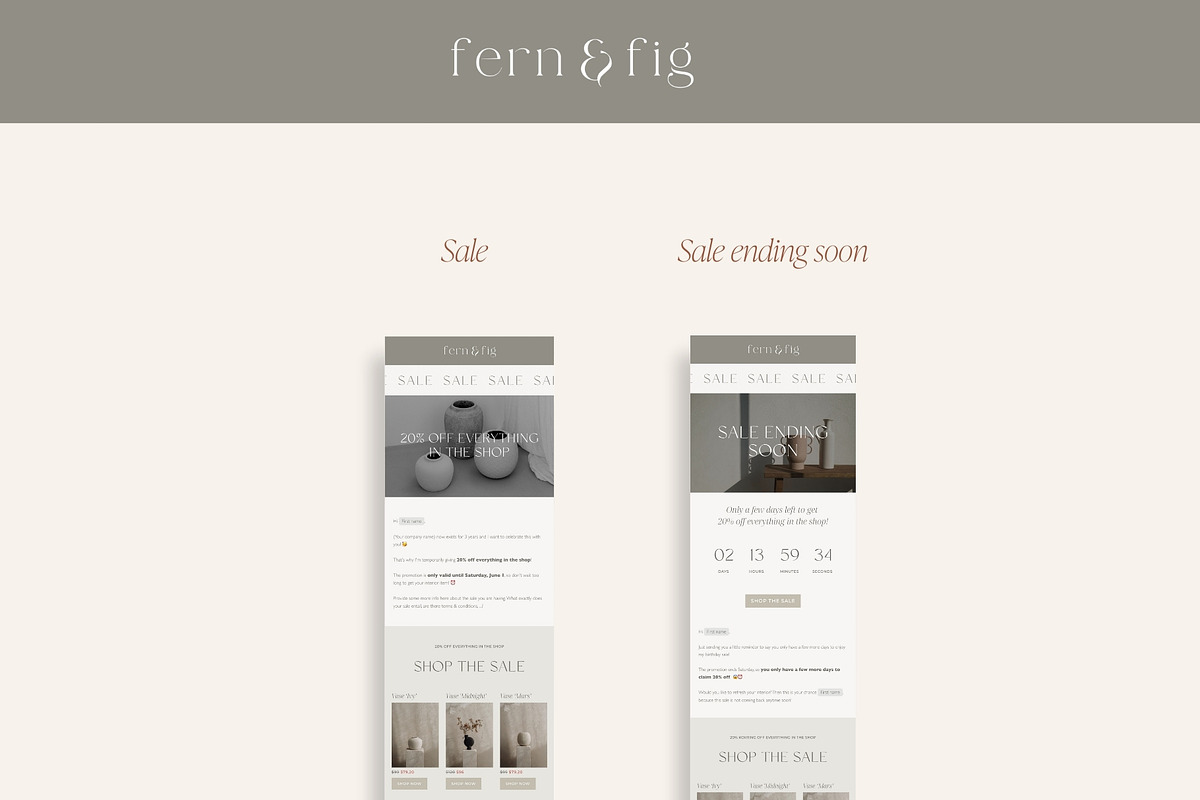 Earthy Flodesk Email Templates for Interior Designers