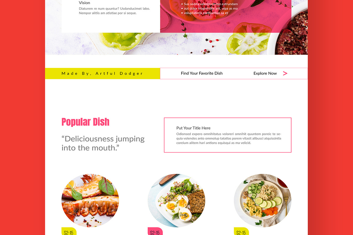 Food Agency Landing Page Layout, an UI Kit Template by CreativeShaper (Photo 3 of 6)