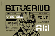 Bitverno - Experimental Sci-fi Font, a Sans Serif Font by Drizy (Thumbnail 1 of 9)