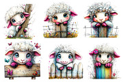 Peekaboo Sheep Clipart, an Illustration by CreationArt (Thumbnail 3 of 6)