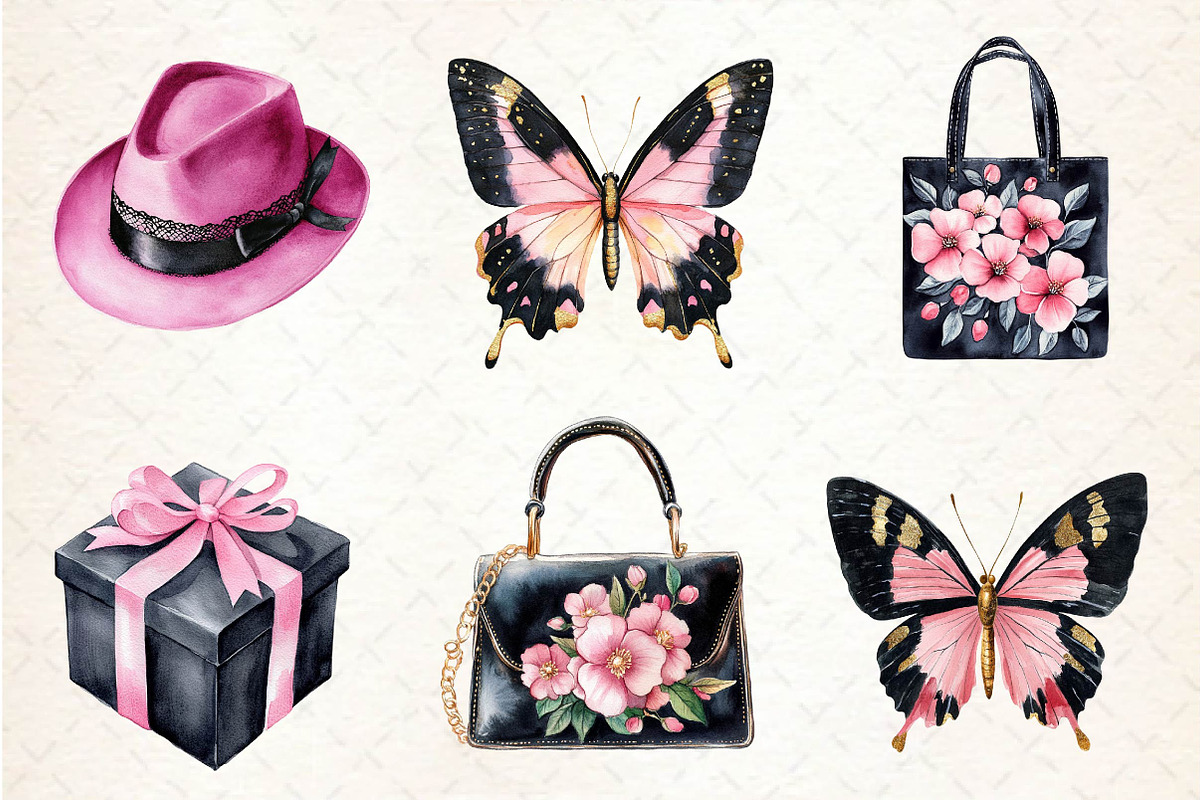 Black and Pink Mother's Day Clipart, an Illustration by Dream Creation (Photo 3 of 6)