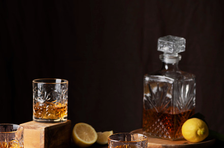 Glasses of rum with ice and lemon, a Food & Drink Photo by oxana.denezhkina