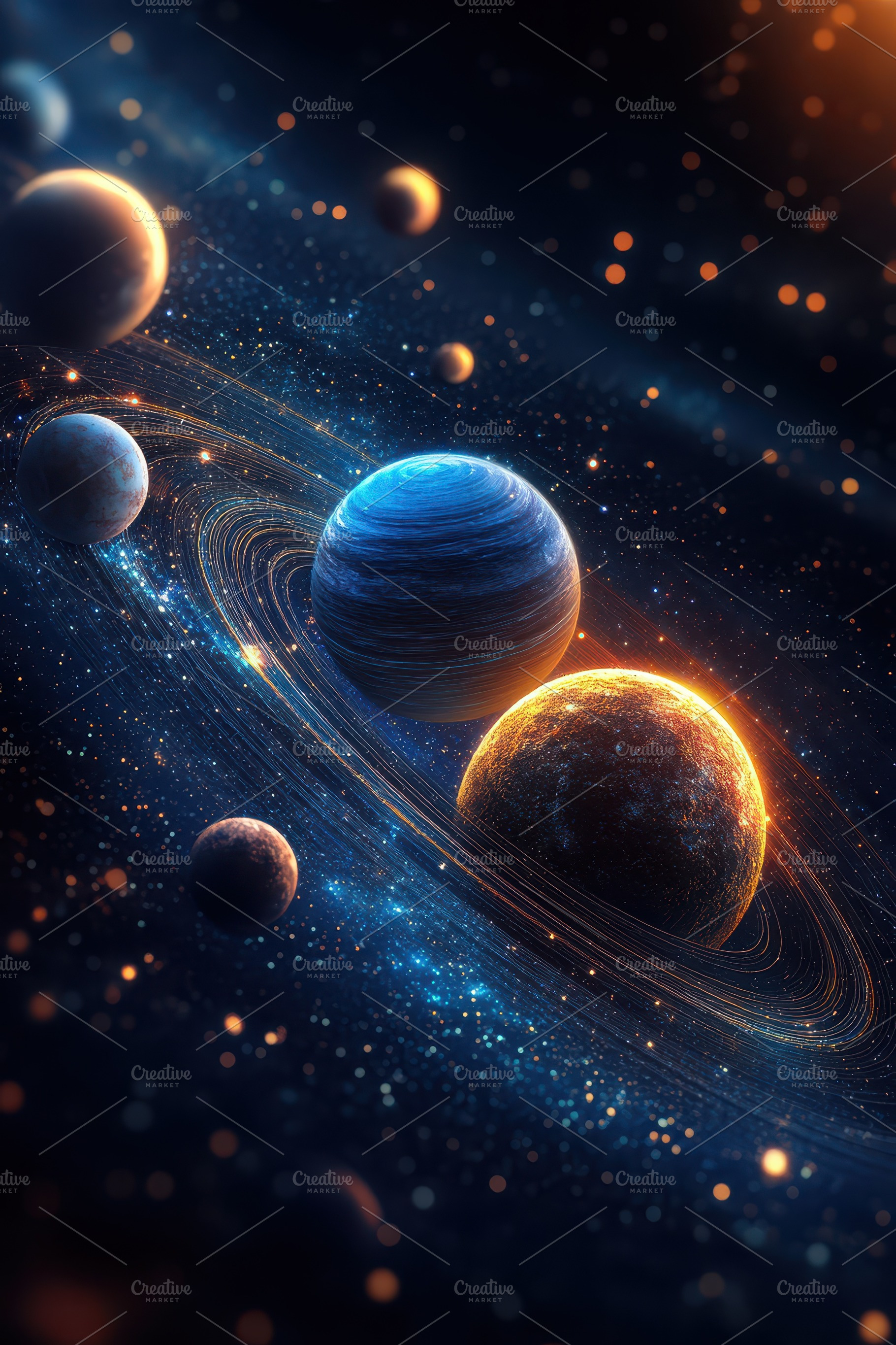 Celestial Dance Planets Orbiting Cos, an Abstract Photo by Pixeness