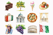 Watercolor Ciao Roma Clipart, an Illustration by Design Market (Thumbnail 3 of 4)