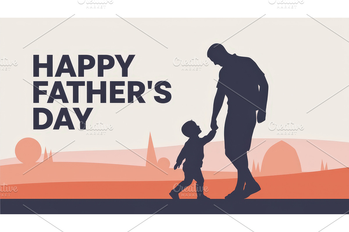 Silhouette of a father holding hands, an Illustration by tilialucida