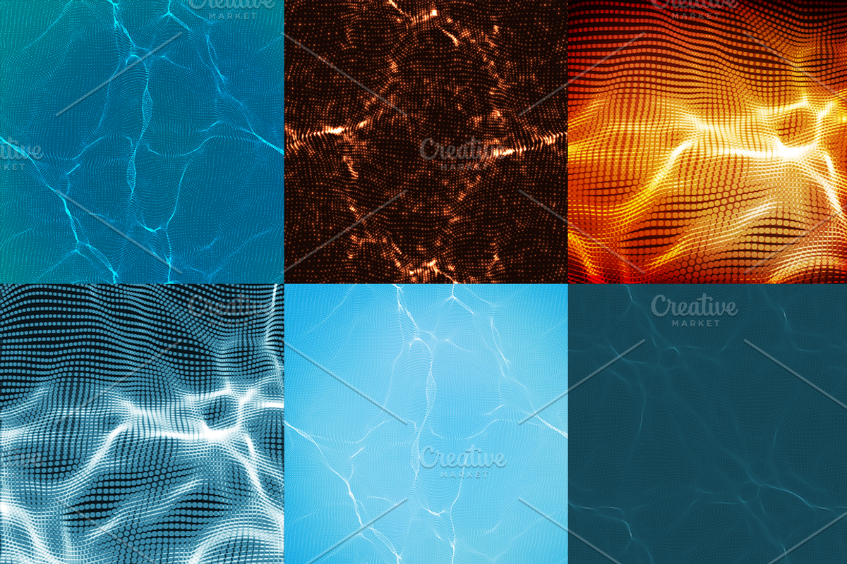 14 Abstract Cyber Waves Backgrounds preview 3